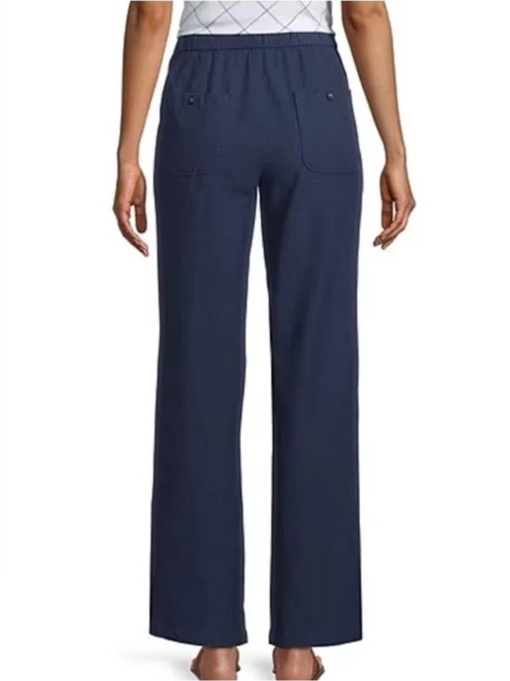 Liz Claiborne Linen Blend Wide Leg Pants Indigo Size XL NWT - Picture 2 of 4